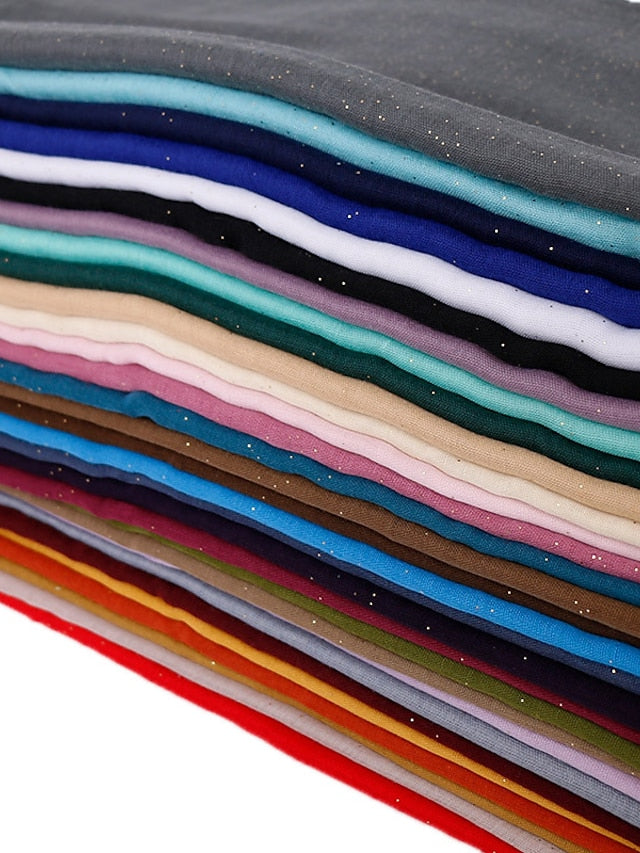 1pc Plain Glitter Scarf Hijabs Balinese Cotton Islam Women Muslim Wrap Shawl Casual Long thin Head Scarf Arab Ethnic Headwear for Women