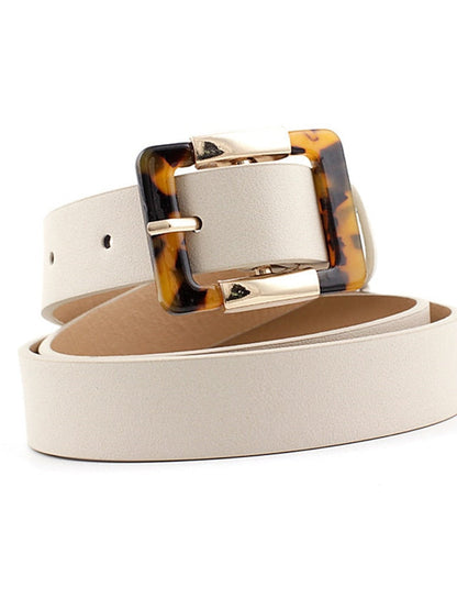 Unisex PU Buckle Belt PU Leather Prong Buckle Leopard Casual Classic Party Daily Black Brown Beige for Women