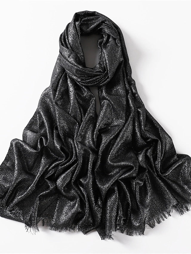 Shawls & Wraps Outdoor Dailywear Holiday Black Brown Purple Scarf Pure Color for Women