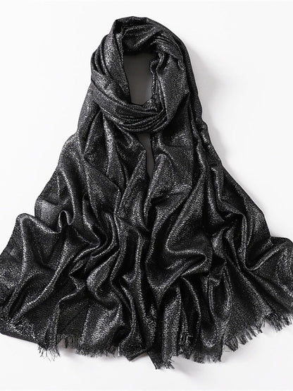 Shawls & Wraps Outdoor Dailywear Holiday Black Brown Purple Scarf Pure Color for Women