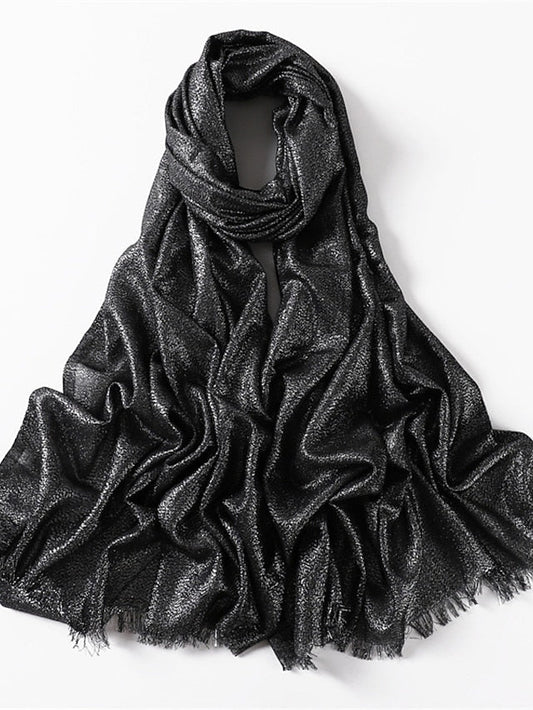 Shawls & Wraps Outdoor Dailywear Holiday Black Brown Purple Scarf Pure Color for Women