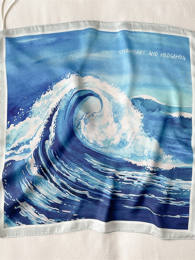 1pcs Vintage Print Neckerchief Satin Headband Shawl Silk 55*55cm Small Square Scarf For Women Head Wraps Girls Hair Bands Bandana Friend Gift for Women