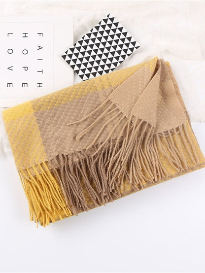 Shawls & Wraps Christmas Street Dailywear Camel Blue Pink Scarf Plaid for Women
