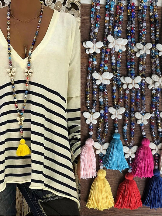 1pc Pendant Necklace Necklace For Street Festival Cord Stone Long Butterfly / Long Necklace / Bead Necklace for Women