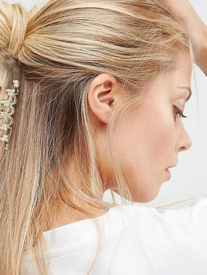 AOPRIE Pearl Metal Hair Clips for Women 2.5 In Small Size Claw Clip for Girls Hair Clips Claw Hair Accessories for Women Gold for Women
