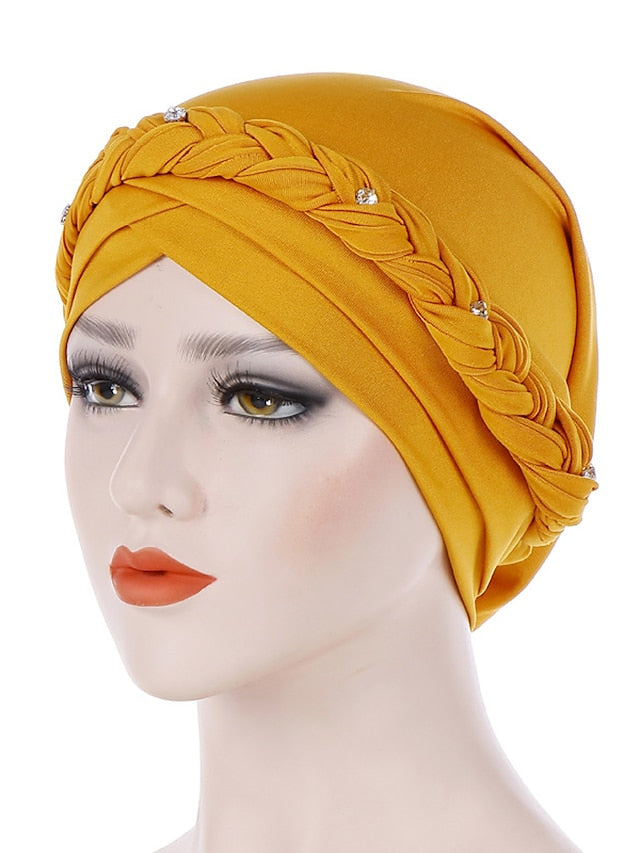 Beanie Slouchy Party Wedding Street Pleated Pure Color Black White Hat Yellow Fall Winter Spring Summer for Women