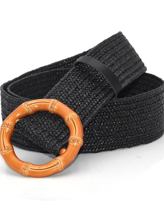 Belt Straw White Black Gray khaki Apricot Waist Belt Street Daily Date Stripe Pure Color / Spring / Summer / Khaki for Women