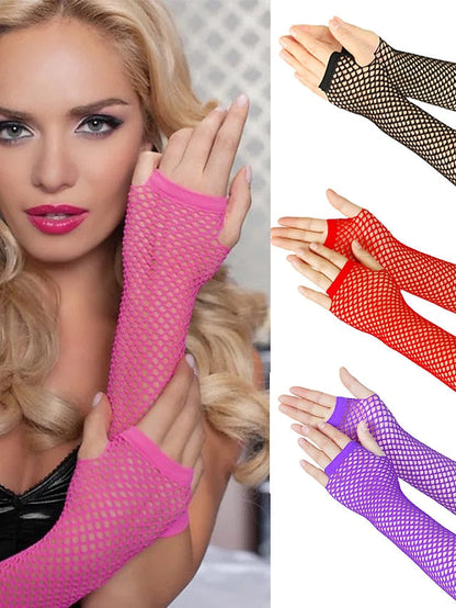 Fingerless Gloves Wedding Daily Pure Color Spandex Cosplay 1 Pair for Women