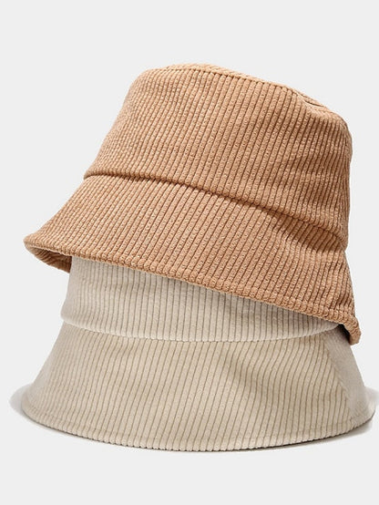 Fall Winter Classic Corduroy Bucket Hat Outdoor Panama Harajuku Style Fishing Bucket Hats For Female Male Unisex  Casual Solid Cap for Women