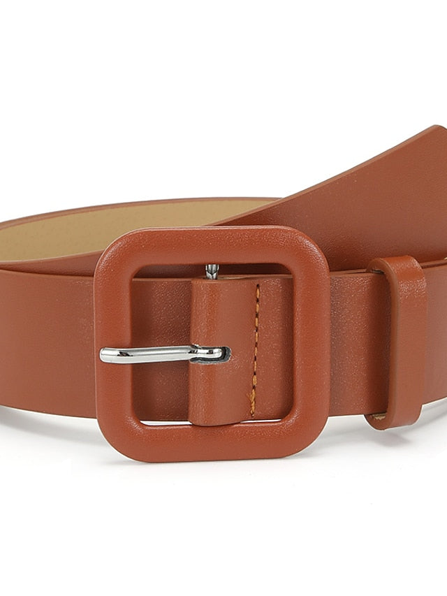 Unisex PU Buckle Belt PU Leather Prong Buckle Plain Classic Casual Party Work Violet Black Pink Brown for Women