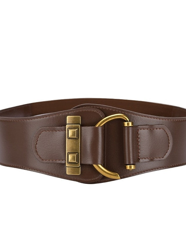 Belt Faux Leather Black Pink Light Brown Khaki Red Wide Belt Outdoor Street Dailywear Holiday Pure Color / Spring / Summer / Fall / Winter for Women