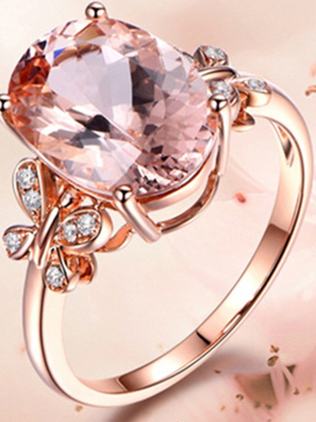 1PC Ring For Cubic Zirconia Blue Pink Party Evening Date Zircon Butterfly for Women