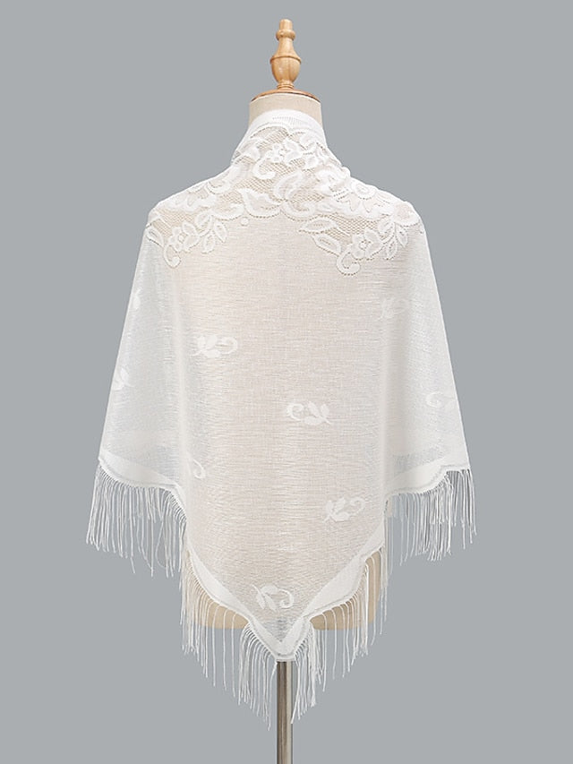 1 PC Solid Color New Spring Summer Breathable Loose Hollow Shawl Women Fashion Tassel Scarf Beach for Travel Vacation for Women