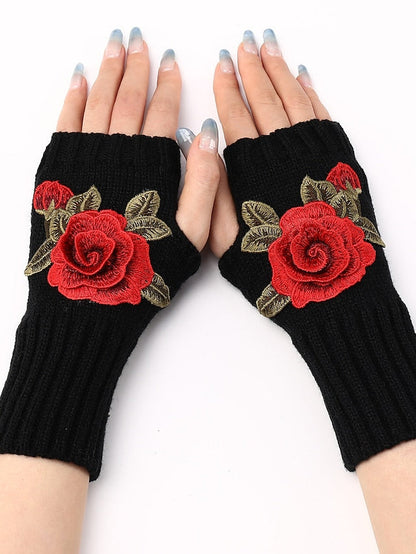 Fingerless Gloves Warm Winter Gloves Gift Daily Flower / Floral Polyester Acrylic Fibers Cosplay Casual 1 Pair for Women