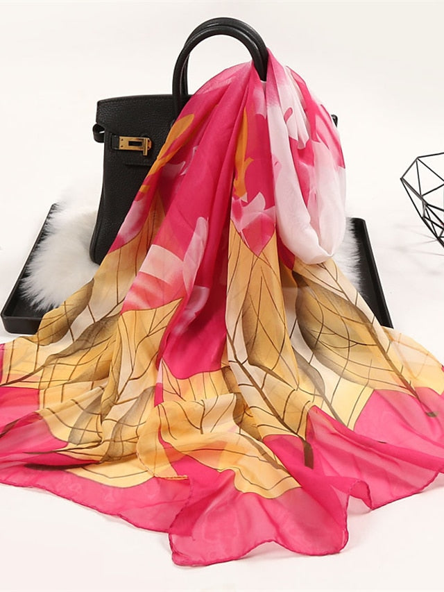 Spring Fashion Soft Scarf Women Retro Summer Chiffon Wrap Ladies Print Outdoor Beach Scarves And Shawl for Women