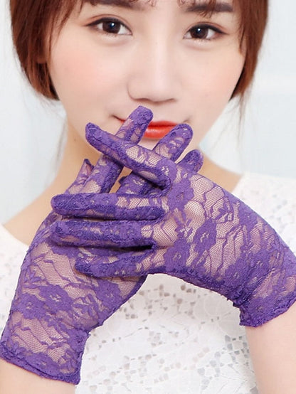 Lace Gloves Wedding Party Evening Holiday Polyester Vacation Bridal Gloves Lolita 1 Pair for Women