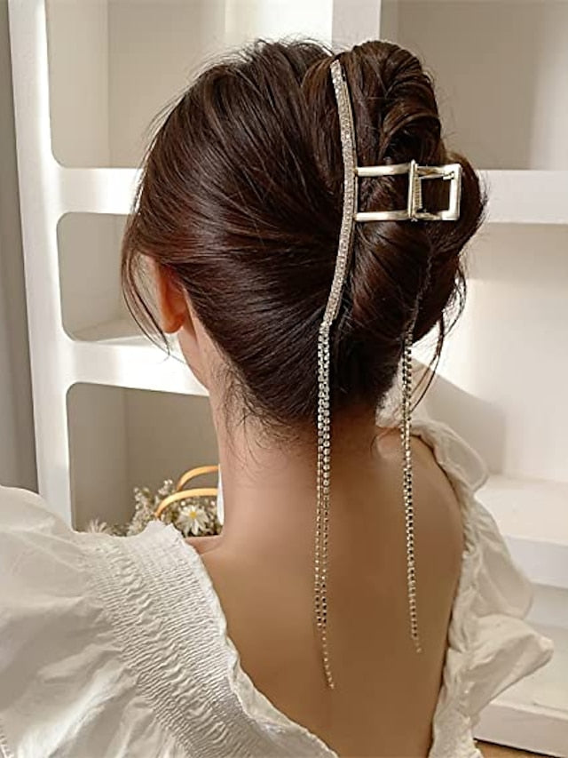 Metal Hair Claw Clips Gold Snack Hair Accessories Valentine's Day Large Rhinestones Design Acrylic Luxury Hair Crab Headbands Hairpin Barrette Head Bands Hair Clamp Hair Accessories for Women 1Pcs for Women