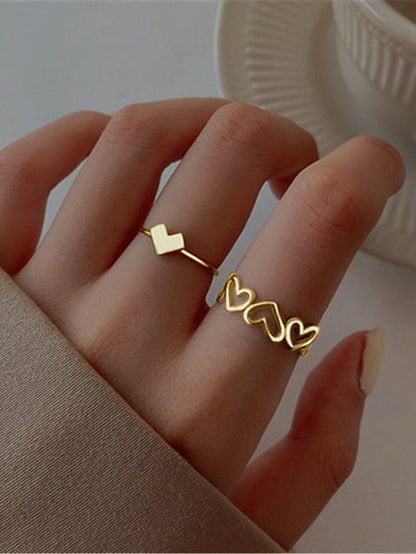 2pcs/set Ring For Daily Alloy Heart for Women