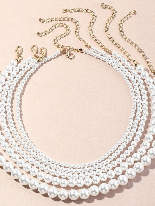 European fashion jewelry elegant round imitation pearl necklace temperament popular pearl necklace for Women