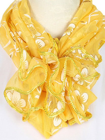 New Flower Embroidery Gauze Scarf Women Travel Holiday Sunscreen Beach Shawl Daily Streetwear Birthday Gift for Women
