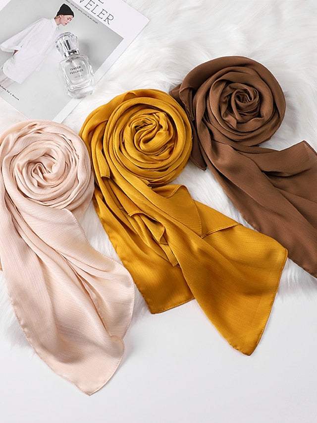 Muslim Scarf Crinkled Shawl Women Abaya Solid Hijab Ramadan Hijabs For Woman Abayas Dress Turban Instant Scarf for Women