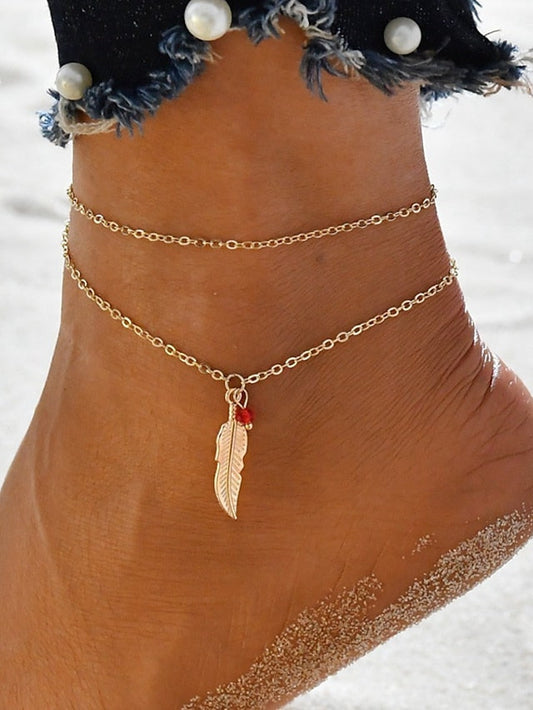 Ankle Bracelet Stylish Simple Body Jewelry For Holiday Beach Classic Alloy Gold 1PC for Women