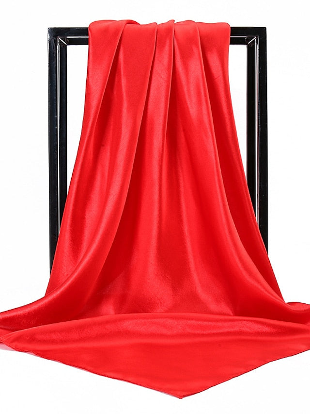 1pcs 90*90cm Solid Colors Neckerchief Hijab Scarf For Women Silk Satin Headband Hair Scarves Female Square Shawls Head Scarfs For Ladies for Women