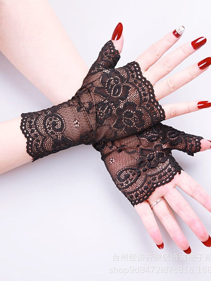 Ladies Fingerless Gloves Lace Gloves Date Vacation Party / Cocktail Solid / Plain Color Spandex Net Bridal Gloves Casual Wedding Wedding Casual / Daily 1 Pair for Women