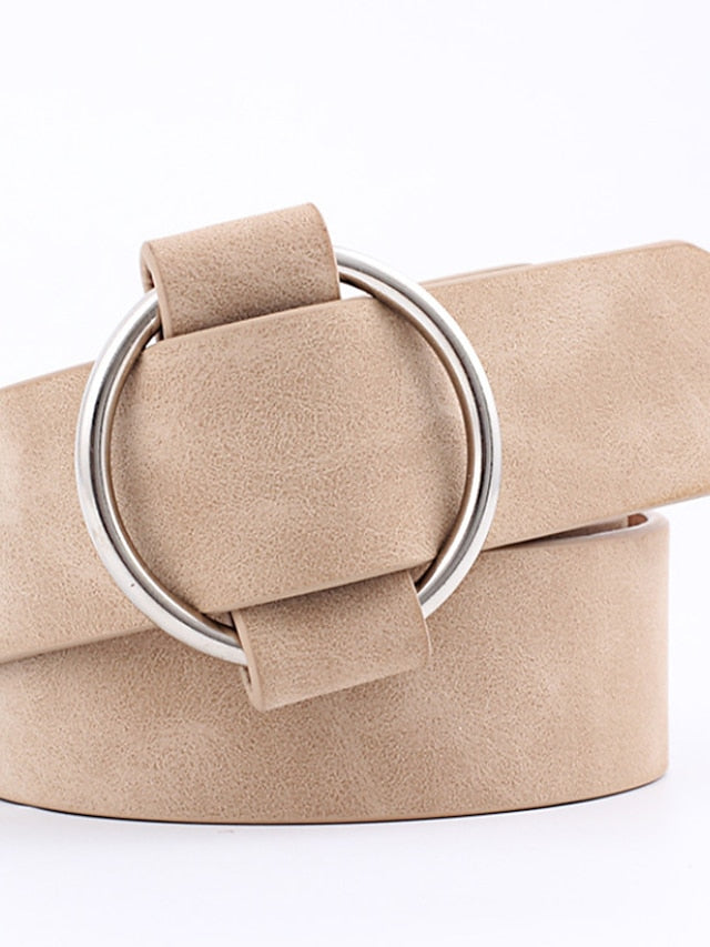 Unisex PU Buckle Belt PU Leather O-ring Buckle O-ring Casual Classic Daily Holiday Black Brown Beige Coffee for Women