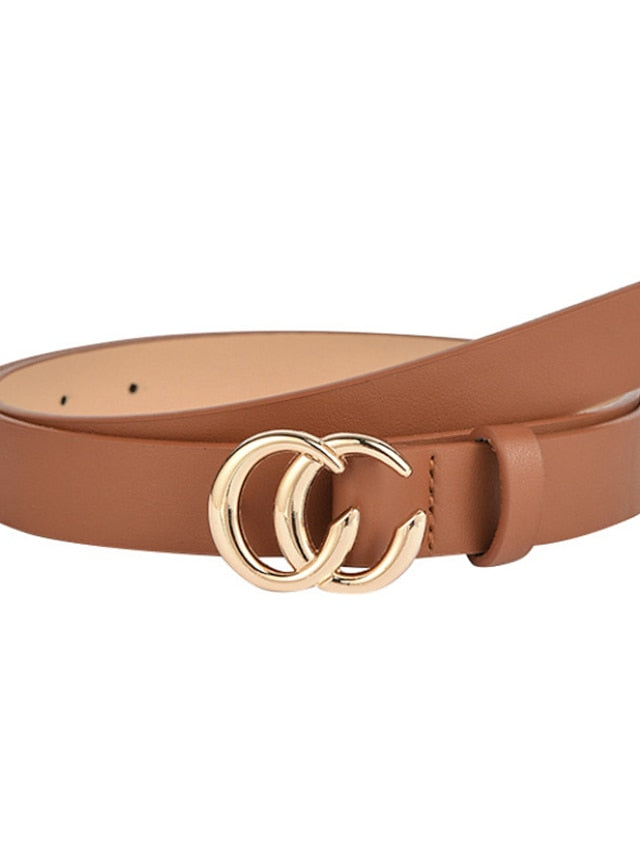 Unisex PU Buckle Belt PU Leather Metal Bucke Eyelet Casual Classic Party Daily White Black Brown Coffee for Women