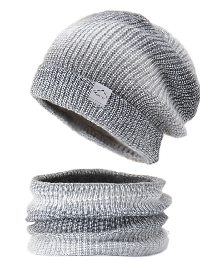 2pcs/set Winter Women Beanies Snood Sets Gradient Color Knitted Hat Warmer Fashion Outdoor Windproof Thicken Tie Dye Scarf Hat For Women for Women