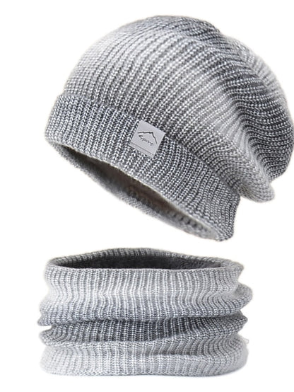 2pcs/set Winter Women Beanies Snood Sets Gradient Color Knitted Hat Warmer Fashion Outdoor Windproof Thicken Tie Dye Scarf Hat For Women for Women
