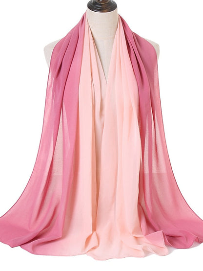 Fashion Gradient Bubble Chiffon Instant Hijab Women High Quality Cover-Up Shawl Wrap Neck Stole Muslim Caps 180*70Cm for Women