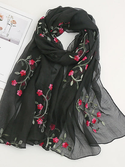Scarves Daily Holiday Flowers Cotton Polyester Vacation Bohemia Sunscreen Outdoor Casual 1 PC for Women