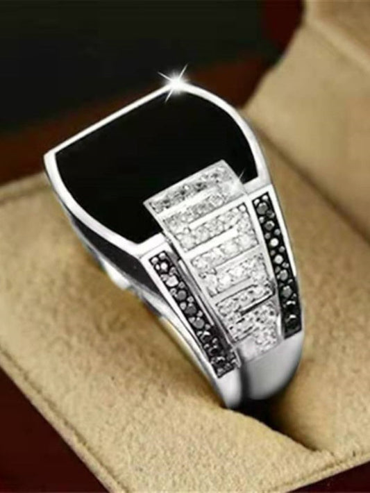 1PC Alloy Ring For Couple's- Geometrical with shiny strass for Women