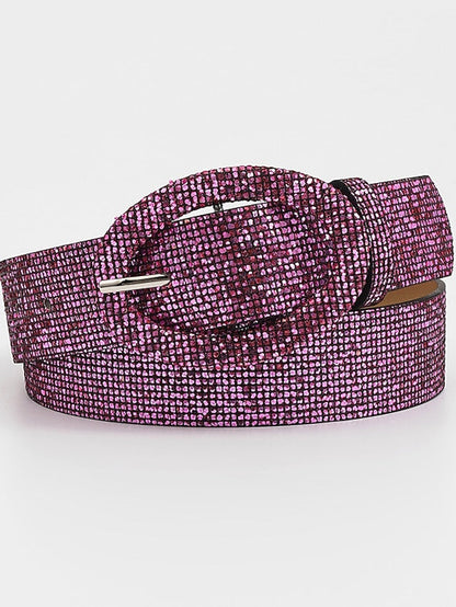 Belt Leather Silver Light Yellow Fuchsia Gold Waist Belt Daily Pure Color for Women