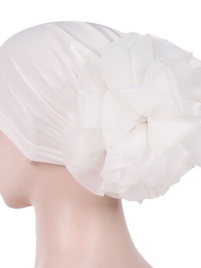 1pcs Women Floral Solid Hat Flower Stretchy Turban Bonnet Ladies Bandanas African Head Wrap for Women