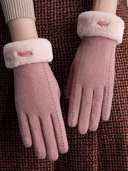 Gloves Warm Winter Gloves Daily Holiday Stitching Lace Acrylic Fibers Simple 1 Pair for Women