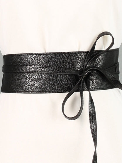 Unisex Wide Belt PU Leather Buckle Free Knot Decor Casual Classic Party Daily White Black Coffee for Women