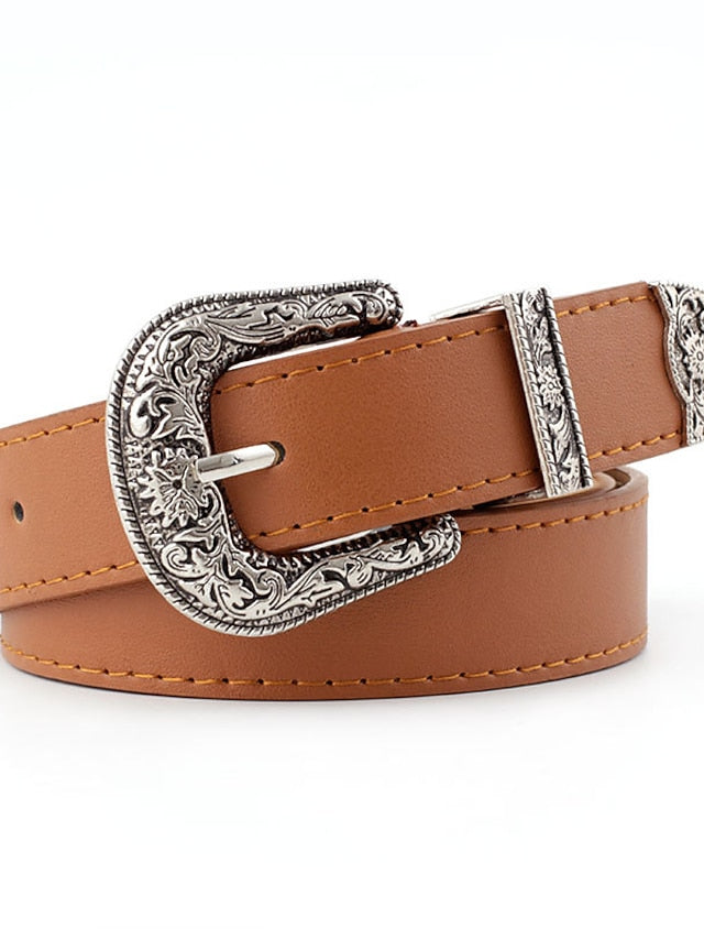 Men's PU Buckle Belt PU Leather Metal Bucke Eyelet Formal Casual Party Daily Black Gray Dark Blue Brown for Women