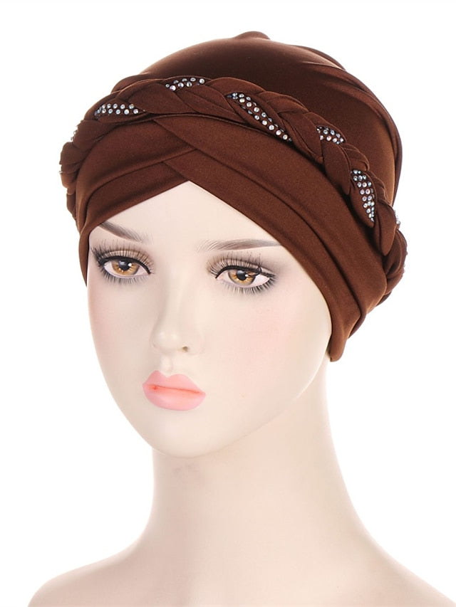 Comfortable Turban Cap for Women Soft Stretch Braid Muslim Hats Female Inner Hijab Caps Indian Bonnet Wrap Head Scarf for Women