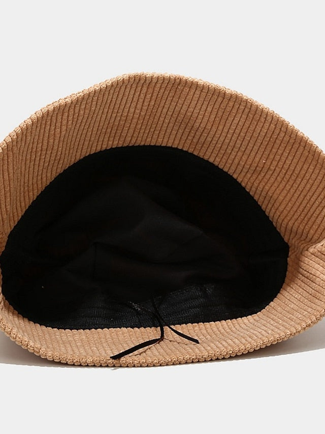 Fall Winter Classic Corduroy Bucket Hat Outdoor Panama Harajuku Style Fishing Bucket Hats For Female Male Unisex  Casual Solid Cap for Women