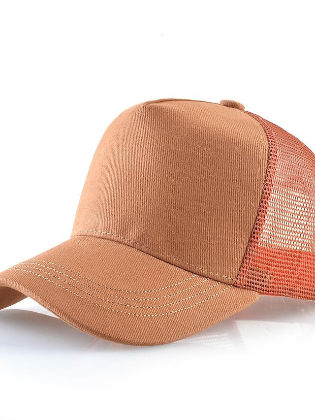 solid color cotton baseball cap european and american retro mesh cap peaked cap trucker hat men's spring and autumn simple tennis cap for Women
