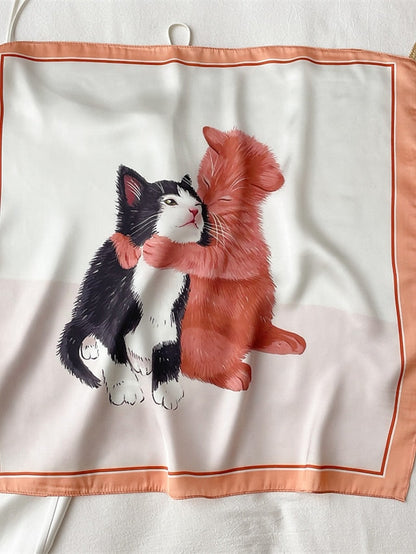 55*55CM Fashion Silk Satin Square Scarf Women Animal Print Small Neckerchief Hair Bandana Female Head Scarves Bags Decoration for Women