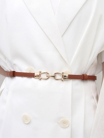 Unisex Skinny Belt PU Leather Metal Bucke Plain Casual Classic Party Daily Black Brown Coffee for Women