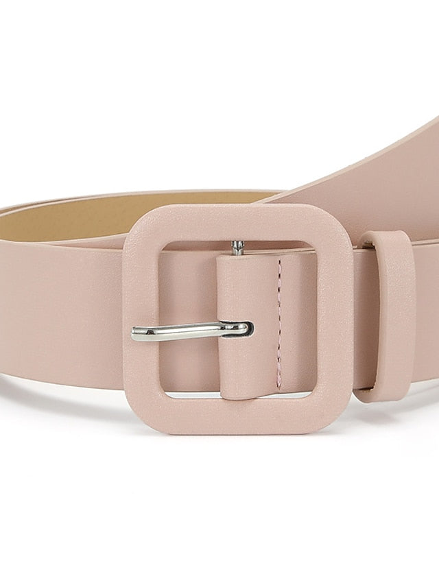 Unisex PU Buckle Belt PU Leather Prong Buckle Plain Classic Casual Party Work Violet Black Pink Brown for Women