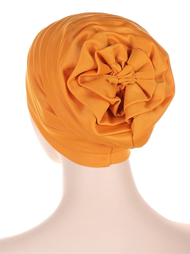 Candy Color Ladies Head Wraps Muslim Hijab Bonnets Fashion Headgear Trendy Elastic Full Body Pleated Turban Cap for Women for Women