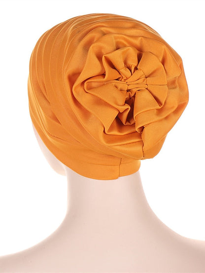 Candy Color Ladies Head Wraps Muslim Hijab Bonnets Fashion Headgear Trendy Elastic Full Body Pleated Turban Cap for Women for Women