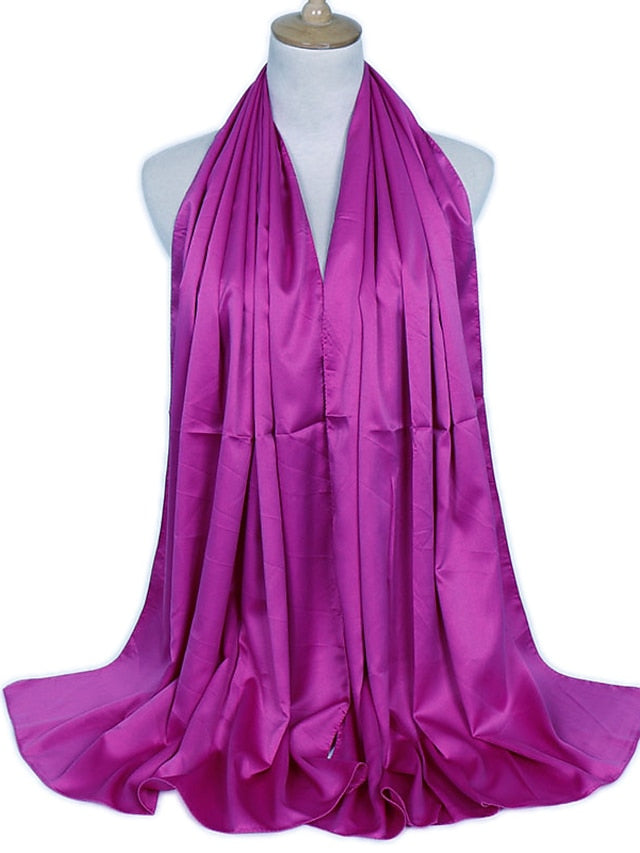 1pcs Women Silk Headscarf Hijab Scarf Long Muslim Shawl Turban Bandana Satin Scarves Head Wraps for Women