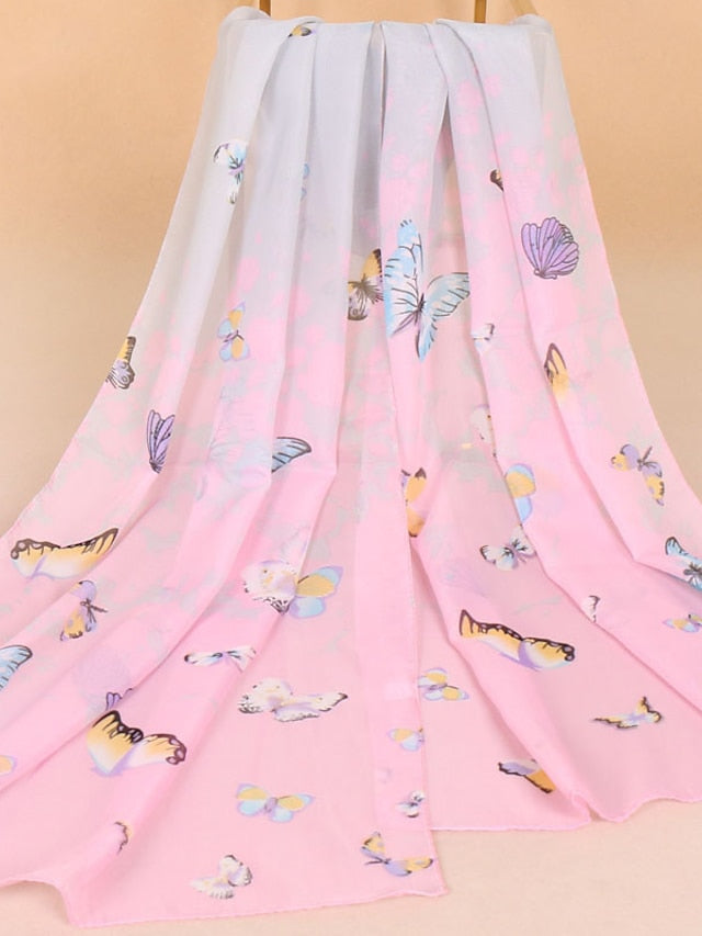 1PC Spring Summer Autumn Women Lady Butterfly Chiffon Neck Scarf Shawl Fashion Thin Style Elegant Scarver for Women